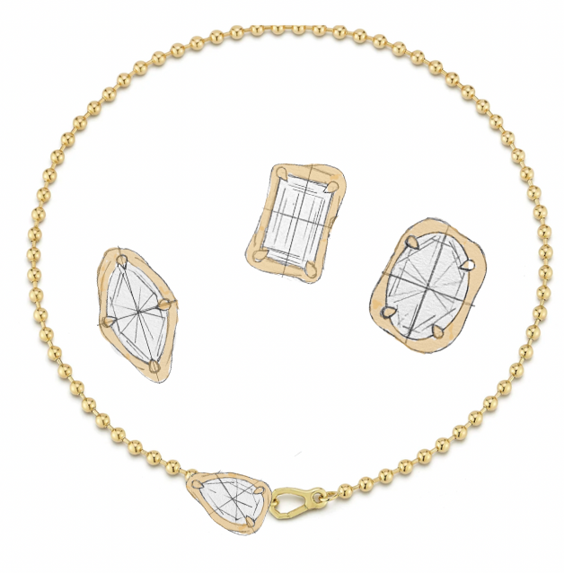 Floating Pear Ball Chain Necklace