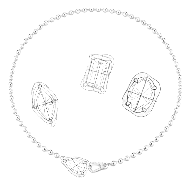 Floating Pear Ball Chain Necklace